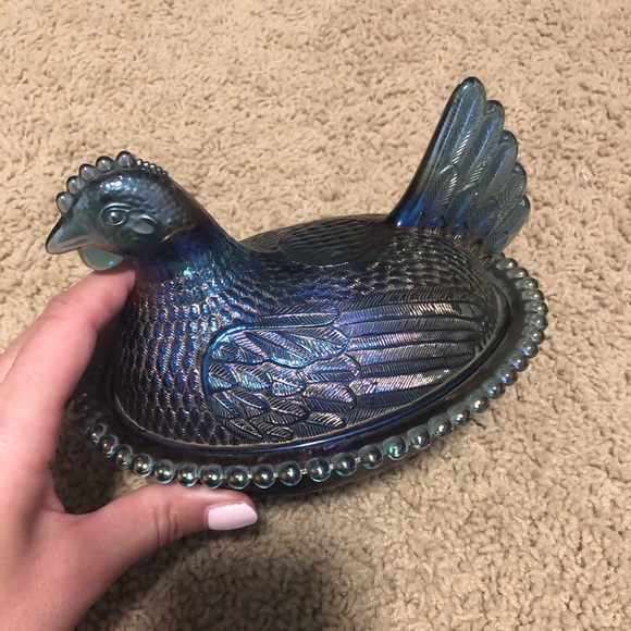 Carnival Glass Hen on Nest